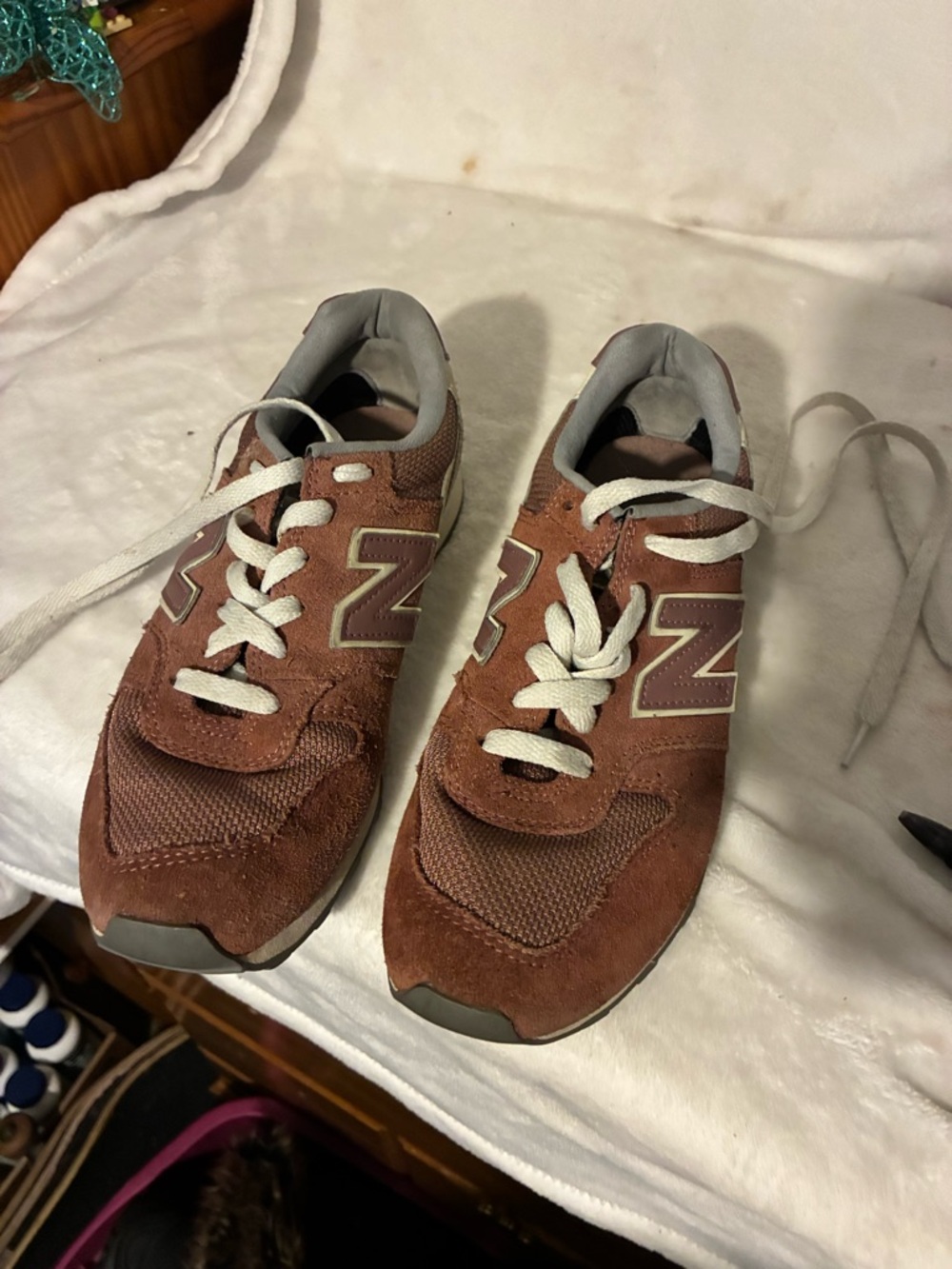 New Balance Men's Brown Suede & Mesh Sneakers